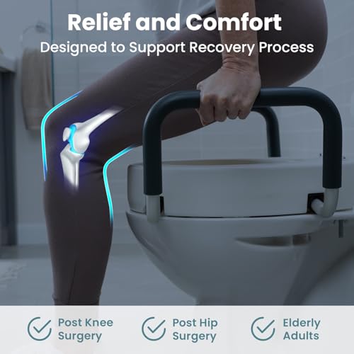 PELEGON Raised Toilet Seat With Handles (300lb) Toilet Seat Risers for Seniors, Raised Toilet Seat for Handicap Toilet Seat For Elderly & Disabled - Elongated Seat - size: Elongated
