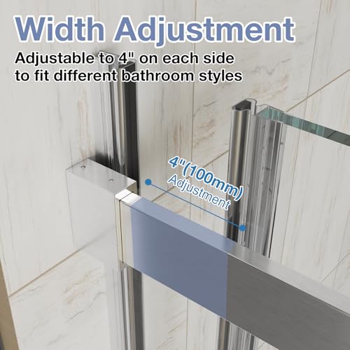Frameless Bathtub Sliding Shower Door, 5/16" (8mm) Clear Tempered Glass, 56-60" W x 58" H, Quiet Soft-Close, Reversible Installation, SGCC Certified (Chrome-Bathtub Style A, 60" W x 58" H) - color: Chrome-Bathtub A-60" W x 58" H
