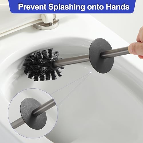 Toilet Brush and Holder Set Gun Gray Freestanding Toilet Bowl Brush for Bathroom - color: Gun Gray