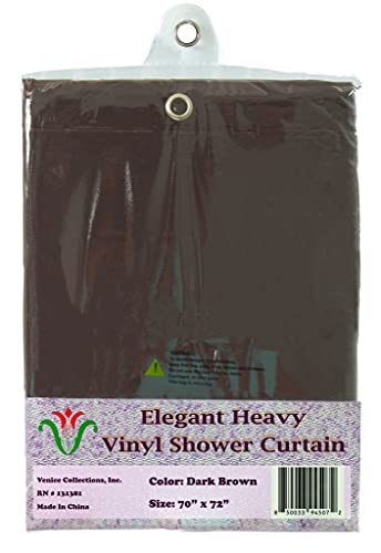 Elegant Heavy Duty Vinyl Shower Curtain Liner with 12 Metal Grommets Dark Brown - color: Dark Brown
