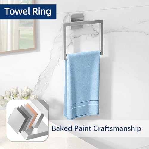Gypie 24Inch Bathroom Accessory Set Wall Mounted, Brushed Nickel 5-Pieces | Stainless Steel Bathroom Hardware Set Towel Bar Set - color: Brushed Nickel 5 Piece, size: 24 Inch