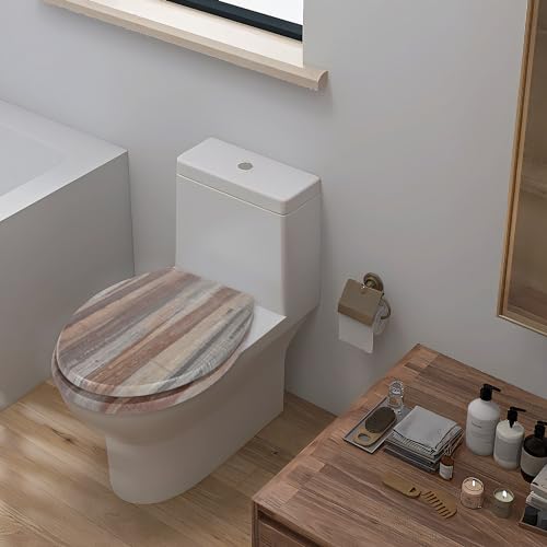 Angol Shiold Toilet Seat ROUND Molded Wood 16.5Inch(Board) | Quietly Close and Quick Release Metal Hinges, Easy to Install also Easy to Clean - color: Board, size: Round-16.5“