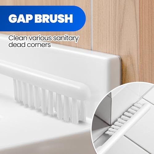4in1 Toilet Plunger and Brush Set - Home Bathroom Cleaning Tools | 21", Groove Gap Brush, Cleaning Gloves, Heavy Duty Toilet Bowl Cleaner, Apartment Must Haves Bathroom Decor, White - color: White