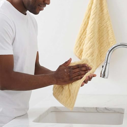3 Pack Microfiber Hand Towels for Bathroom with Hanging Loops Quick Dry Small Towel Set for Bathroom Kitchen 14 x29.6inch (Yellow) - color: Yellow