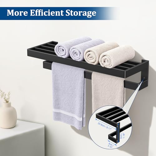 Matte Black Towel Rack 23.6-inch Towel Bar Double Towel Holder Stainless Steel Bathroom Hardware Accessories Set - color: Matte Black, size: 23.6inch