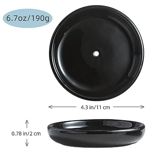 Round Self Draining Soap Dish, Small Ceramic Tray, Cute Jewelry Dish, Keep Soap Dry & Bathroom Décor (Black) - color: Black