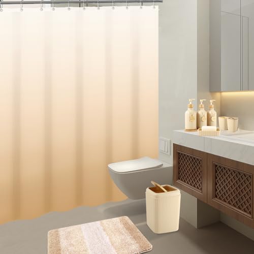 32PCS Bathroom Sets with Shower Curtain and Rugs Beige Bathroom Accessories Set Shower Curtain Set 3PCS Lotion Soap Dispenser Bathroom Accessories with Black Bathroom Decor - size: Bath Set+Shower Curtain+Bath Rugs, style: Beige