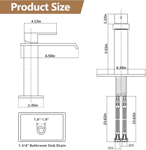 Waterfall Single Handle Bathroom Sink Faucet Grey | Vanity Faucet with Pop-up Drain, llaves para lavamanos de baño, Ceramic Valve, for 1 or 3 Hole Modern Bathrooms. - color: Gray