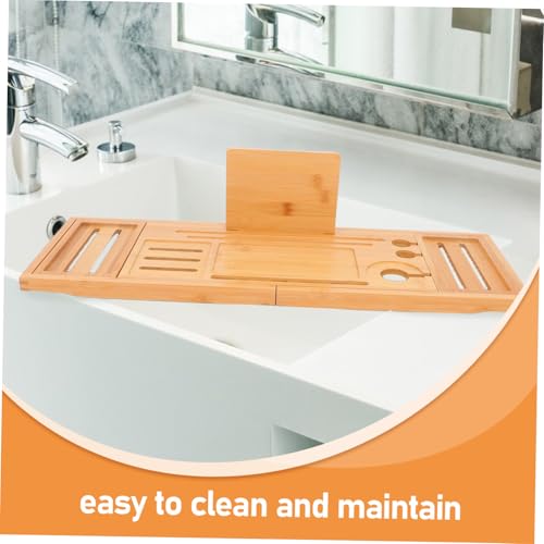 PRETYZOOM Bamboo Bathtub Trays Expandable Bath Tray Table Spa Tub Organizers Easy Clean