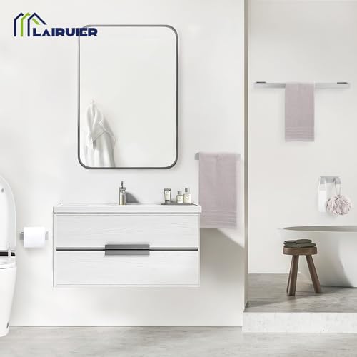 Lairuier Brushed Nickel Bathroom Accessories, 23.6 inches Towel Bar Set | Including Towel Bar, Towel Holder, Toilet Paper Holder, Towel Hook, SUS304 Stainless Steel Bathroom Towel Holder Hardware Set - color: Brushed Nickel, size: Set A