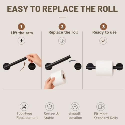 Toilet Paper Holder and Hand Towel Ring Bathroom Set | Matte Black,Stainless Steel,Wall Mount,Bathroom Accessories,Hand Towel Ring and Toilet Paper Holder Set,Easy to install - color: Matte Black