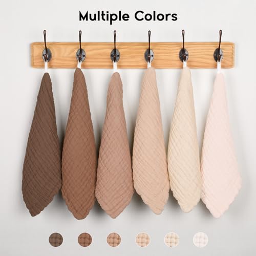 Unnivoll Muslin Burp Cloths Baby 12''X12'', Baby Washcloths 6 Pack, 100% Cotton Baby Wash Cloths Absorbent and Soft for Newborn Infants Kids Boys Girls - Gradient Brown - color: Gradient Brown