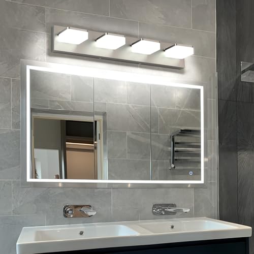 LED Vanity Light Fixture for Bathroom, 4-Light Brushed Nickel Bathroom Light Over Mirror, Modern Vanity Lighting Wall Light Fixtures - size: 4-Light,26Inch