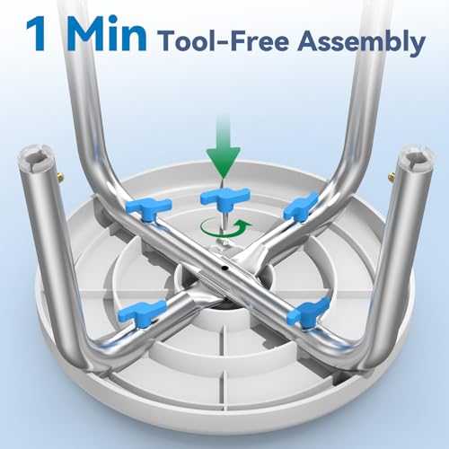 Loyoda Swivel Shower Stool for Inside Shower with Adjustable Height | Round Shower Seat, Non-Slip Feet, Tool-Free Assembly – Holds up to 300 lbs, Great for Inside Showers, FSA/HSA Eligible - color: Without Crossing Bar(light Blue)
