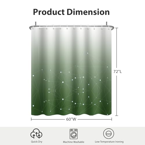 Green and White Ombre Shower Curtain, Cloth Waterproof Geometric Shower Curtains Set for Bathroom, Machine Washable Bathroom Curtain with 10 Hooks, 60x72 Inches - color: Ombre Geometric - Green, size: 60"W x 72"L (Pack of 1)