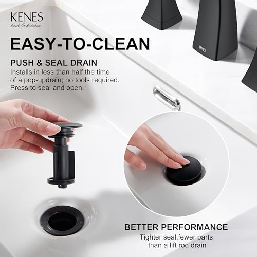 Black Bathroom Faucets for Sink 3 Hole 8 Inch 2 Handle Widespread | Bathroom Vanity Faucet with Pop Up Drain & Supply Lines, Lead-Free cUPC & NSF Certified, 8 Inch Faucet for Vanity RV Sink - color: Matte Black