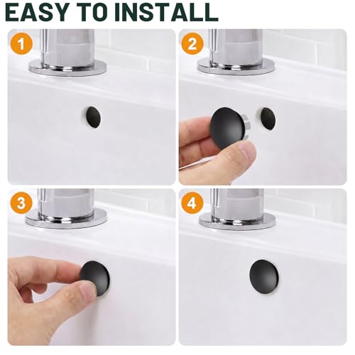 2 Pack Bathroom Sink Overflow Cover, Matte Black | Sink Overflow Hole Cover, Basin Vanity, Ceramic Vessel, Kitchen Trim Replacement, Dual Layer Insert - color: Matte Black