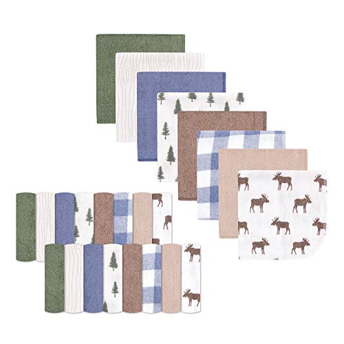 Hudson Baby Unisex Baby Rayon from Bamboo Washcloth Bundle, Moose, One Size - color: Moose