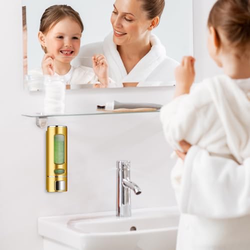 Foam Hand Soap Dispenser, 400ml Bathroom Shower Dispenser Gel Container Shower Pump Dispenser and Organizer for Bathroom Kitchen Hotel, Refillable Liquid Lotion Soap Dispenser Wall Mounted - color: Gold