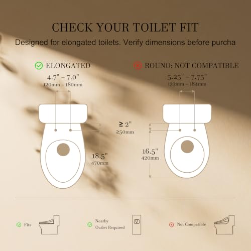 Bidet Toilet Seat Elongated, Heated Electric Bidet Foam Shield | Warm Water Wash & Warm Air Dryer, LED Display Screen, Self-Cleaning Nozzle, Soft Close Lid, Night Light, Remote & Heated Seat - style: Display – Premier