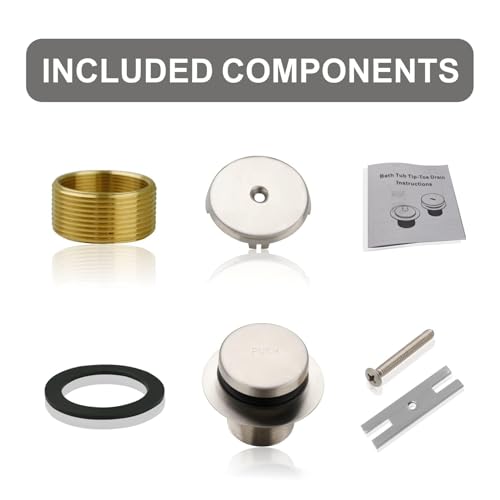 WELSAN Brushed Nickel Tub Drain,Single Hole Overflow,Bathtub Drain Trim Set | Tip-Toe, 1-Hole Faceplate, Coarse thread replacement trim kit assembly with adapter, fits 1-3/8 inch or 1-1/2 inch tub drain - color: Brushed, style: 1 Hole