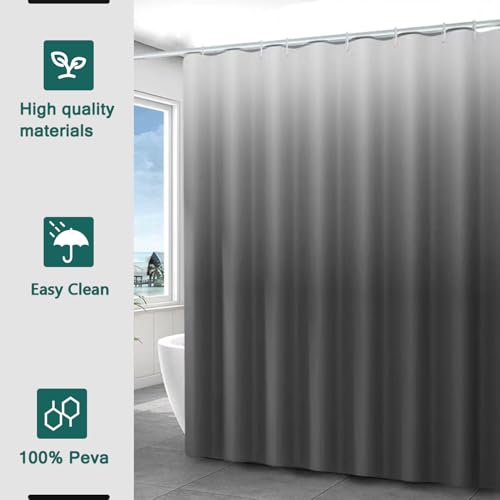 Shower Curtain Liner, 100% Waterproof Peva Shower Curtains with 3 Duty Heavy Bottom Magnets and 12 Rust Proof Grommets, 72x72 Weighted Shower Liner for Shower Stall, Bathtubs - color: Gradient Grey