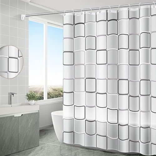 Plastic Shower Liner - Premium EVA 5G Shower Curtain Liner with Rustproof Grommets and 3 Weighted Magnets, Waterproof Shower Curtain for Bathroom(Classic Square, 72”*72”) - color: Classic Square, size: 72”*72”