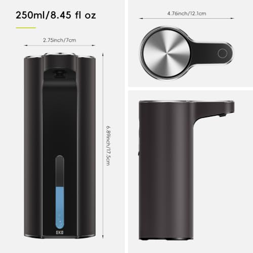 EKO Aroma Touchless Automatic Soap Dispenser for Bathroom and Kitchen, Liquid Hand Soap Dispenser, Water-Resistant and Rechargeable, 9 fl oz (Dark Grey) - color: Dark Grey, size: 9 oz (Standard Rechargeable)