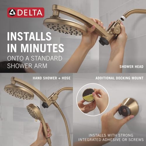 Delta 6-Setting PivotPro 3-in-1 Combination Shower Head with ProClean Spray, Chrome Round Shower Head Rainfall with Handheld Spray, 1.75 GPM, Chrome 75649 - color: Chrome