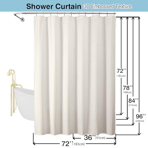Aiyufeng Cream Stall Fabric Shower Curtain - Soft & Lightweight Small Shower Curtain with Texture for Narrow Stall Size, Machine Washable - 36x72, Cream - color: Cream, size: 36"W x 72"L (Pack of 1)