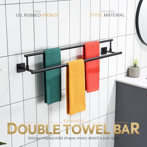 KOKOSIRI Towel Bars 32-Inch Bathroom Towel Holder Oil Rubbed Bronze Double Bath Towel Racks Wall Mounted Stainless Steel B5009ORB-L32 - color: Oil Rubbed Bronze, size: 32-Inch