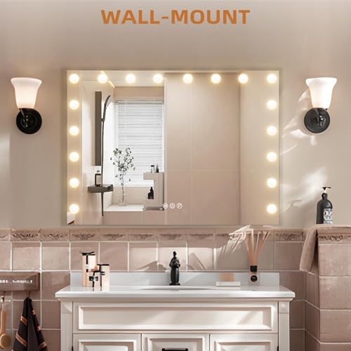 Hansong Hollywood Vanity Mirror with Lights 32"X 23" 18 Bulbs Large Mirror
