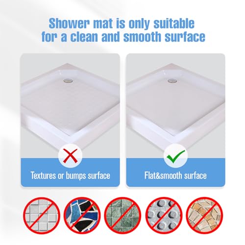Shower Mat Non-Slip Bath Mat for Tub and Shower Stall,236 Suction Cups with Drain Holes, Quick Dry Machine Washable, Extra Grip for Stand Up Showers, Bathroom Essentials 24x24 Inch (Blue) - color: Blue