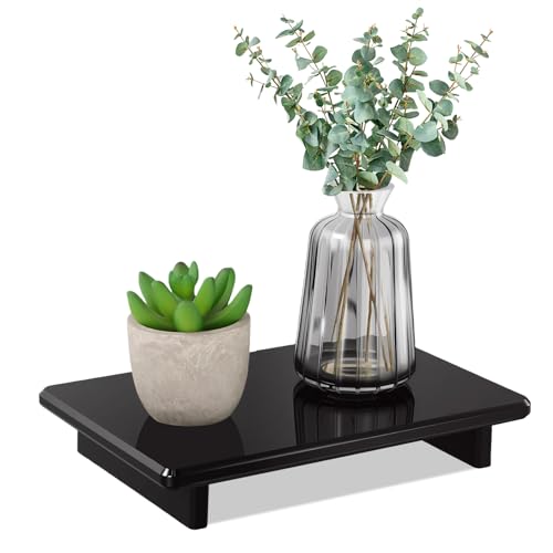Large Black Acrylic Vanity Tray, Bathroom Countertop Organizer & Holder | 2-Pack, 12mm Thick, Raised Feet, Plant, Perfume & Cosmetic Display, Vanity, Nightstand, Desk, Sink & Kitchen Decor - size: Black-Large-9 x 5.9 x 1.5 inches