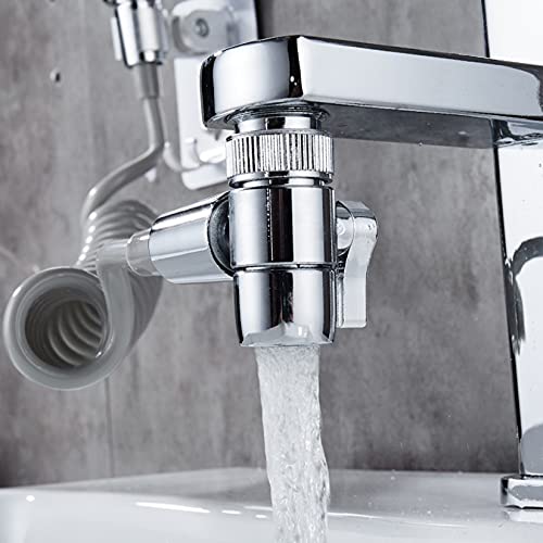 Faucet Diverter Valve with Aerator, 3-Way Diverter Valve for Hand Held Shower, Sink Faucet Splitter for Kitchen and Bathroom, with M22/M24/M26/F28/G1/2" Adapters - color: Sliver with 5 Adapters