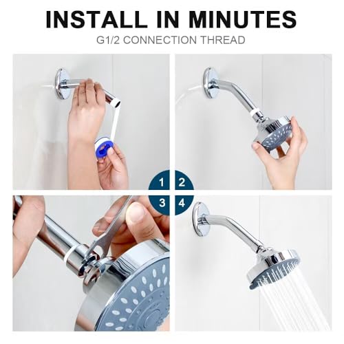 High Pressure Shower Head, HOPOPRO 5-Mode Fixed Showerhead, NBC Recommended | The Washington Post, NBC News, Today TV Show Recommended, Consumer Reports Tested High Flow Fixed Shower Head (4 Inch Silver) - color: Silver, style: 4 Inch Modern