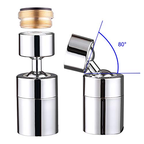 Hibbent NSF/ANSI/CAN 61 Certified Faucet Aerator, CUPC Certification 360 Degree Kitchen Sink Faucet Aerator, Dual-function Swivel Big Angle Kitchen Faucet Attachment, Faucet Replacement Part, Chrome - color: Chrome, style: Dual Modes