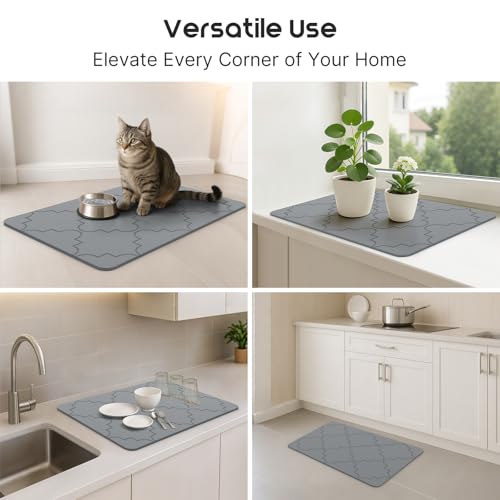 ArtyCozy Extra Large Stone Bath Mat Non-Slip Base, 31.5" × 19.7", Dark Grey | Super Absorbent Quick Drying Diatomaceous Earth Mat for Bathroom, Easy to Store, Easy to Clean - size: 31.5" x 19.7" (Rectangular)