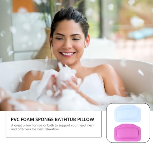 Beavorty 2pcs Non-Slip Bathtub Pillow with Strong Suction Cups, PVC Foam Tub Head and Neck Support Cushions for Home Shower and Spa Bathing Random Color