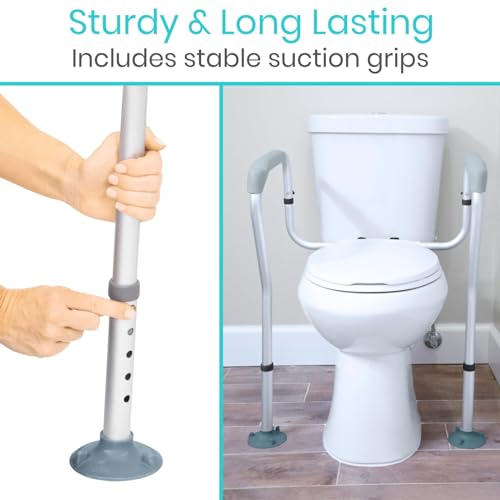 Vive Toilet Frame Rail for Elderly & Disabled - Adjustable Grab Bar Rail | With Arms, Safety Support Handles for Seniors, Handicap Bathroom Mobility Aids, Sit to Stand Assist to Help Adults Get Up