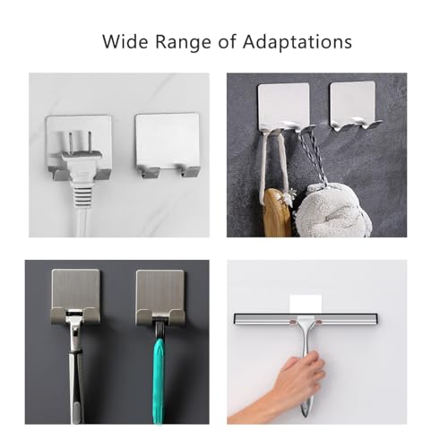 4 Pack All-Purpose Stainless Steel Squeegee Holder Shower Door Hooks Towel Hooks Hanger Organizer for Bathroom Shower Glass Doors Squeegee Cleaner Tool