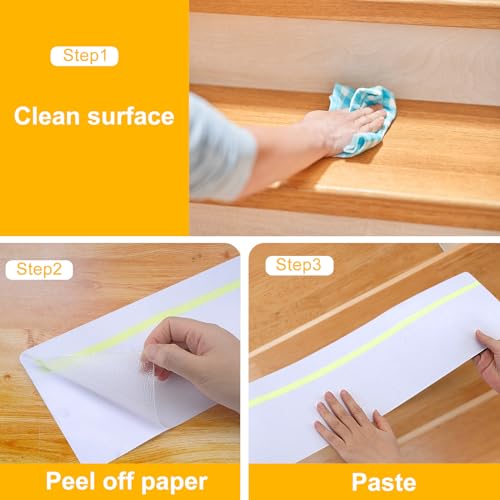 Qingluan Anti Slip Tape, Waterproof Self Adhesive Glow Green Transparent 5.9" x32.8Ft Grip Tape - color: Transparent Glow in The Dark Green, size: 5.9 Inch x 32.8ft