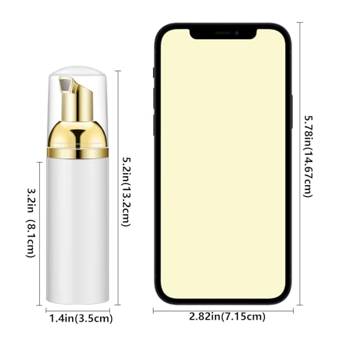 Lil Ray 2 Oz Empty White Foam Pump Bottle, Foamer Soap Dispenser for Lash Shampoo, Hand Soap, Foaming Cleaner(Gold Pump, 12 PCS) - color: Gold