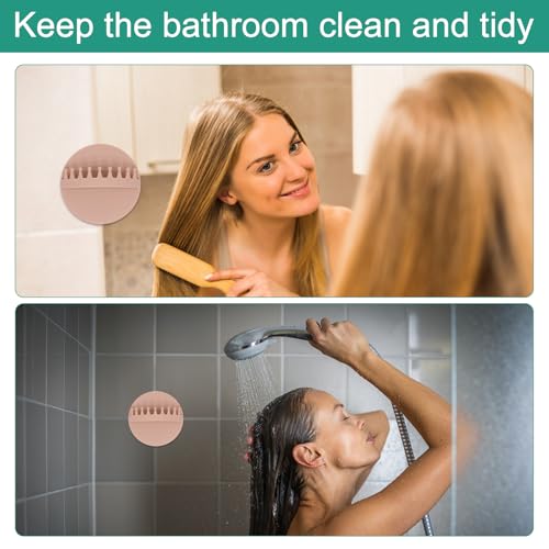 2pcs Shower Hair Catcher Wall, Suction Hair Collector for Shower, Reusable Silicone Grabber Catcher Trap for Drain Bath (Beige) - color: Beige