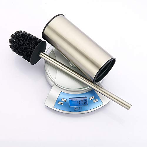 BGL Toilet Brush Holder Brushed Nickel, Stainless Steel 304 Brushed Nickel Round Freestanding Toilet Bowl Brush and Holder for Bathroom - color: Brushed Nickel