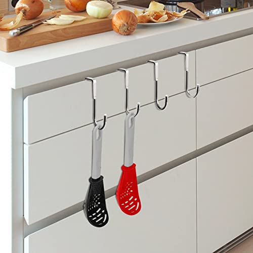 Tinfol Over Door Hook, 8pc Over Cabinet Towel Hook, Stainless Steel Adjustable Double Hook for Kitchen, Closet, Cabinet, Cupboard, Drawer, Wardrobe, Office (Silver) - size: 8 Pieces