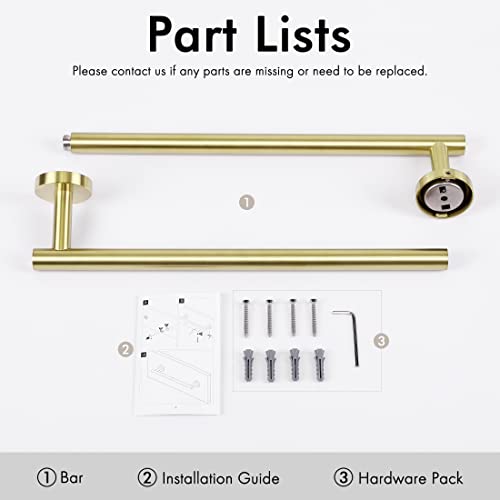 KES 25.2 Inches Towel Bar for Bathroom, Hand Towel Holder, Towel Bar | Wall Mount, SUS304 Stainless Steel Brushed Gold, Total Length 27.6 Inch, A2000S70B-BZ - color: Brushed Gold, size: 27.6 Inch