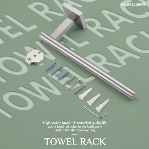 KOKOSIRI Towel Holder Brushed Nickel Bathroom Accessory Hand Towel Bars Wall Mounted Kitchen Cabinet Paper Holder Stainless Steel, B3008BR - color: Brushed Nickel, size: 1 Pack