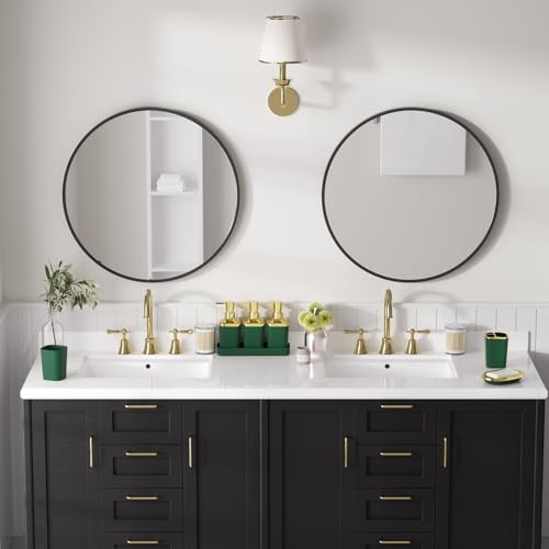 Bathroom Set - 27PC Bathroom Sets with Shower Curtain and Rugs, Green Bathroom Set, Bathroom Accessory Set, Trash Can, Toilet Brush & 3 PC Soap Dispensers - color: Dark Green, size: Bath Set+Boho Shower Curtain+Bath Rugs
