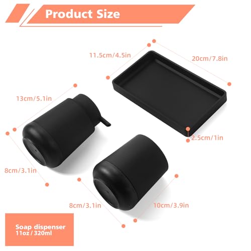 GAHEFY Black Bathroom Countertop Accessories Set - Foaming Soap Dispenser and Toothbrush Holder with Silicone Boot,Vanity Tray (Black Foam) - color: Black Foam